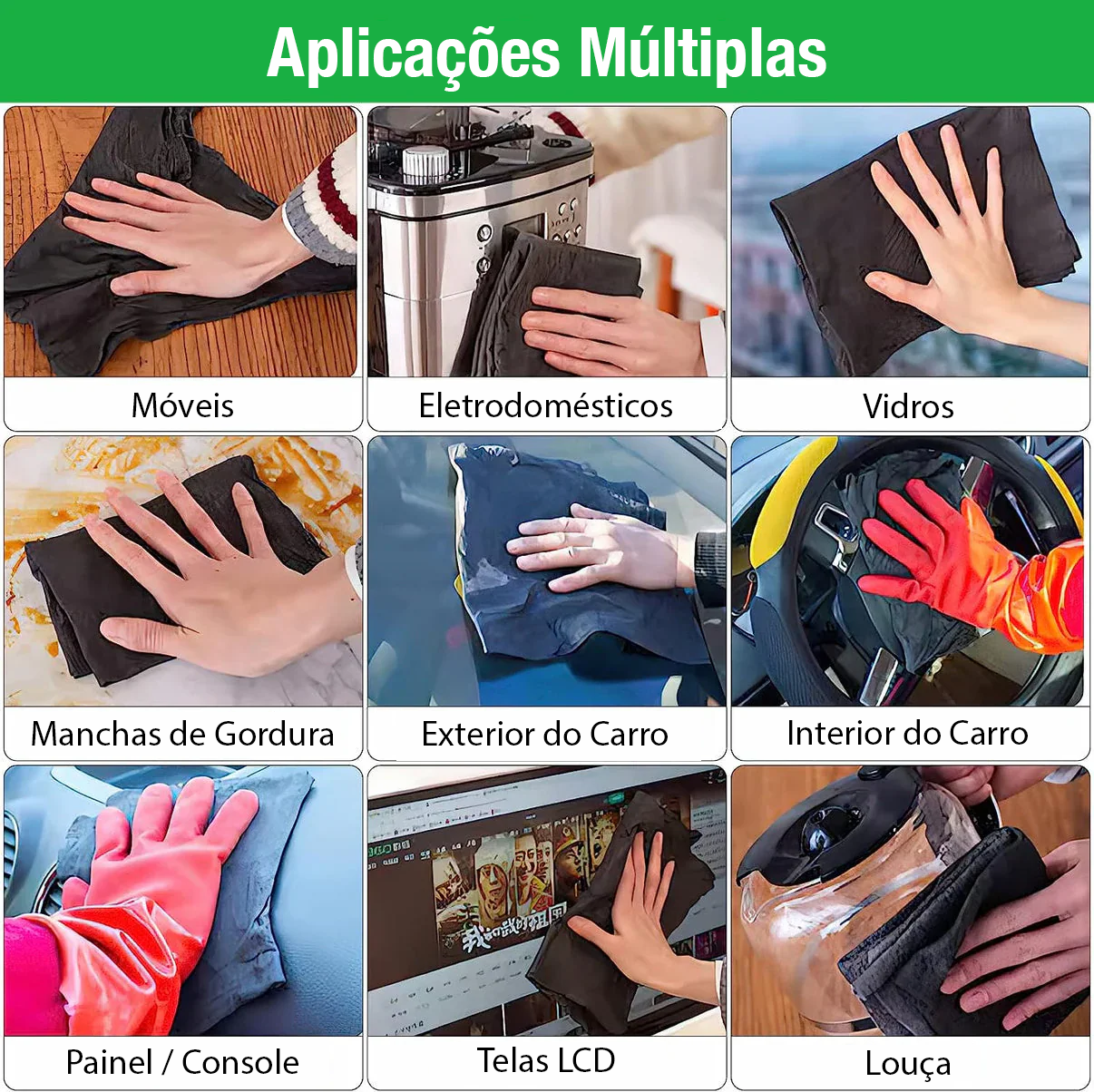 Kit com 5 panos de microfibra mágicos