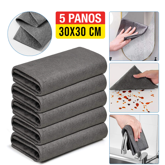 Kit com 5 panos de microfibra mágicos